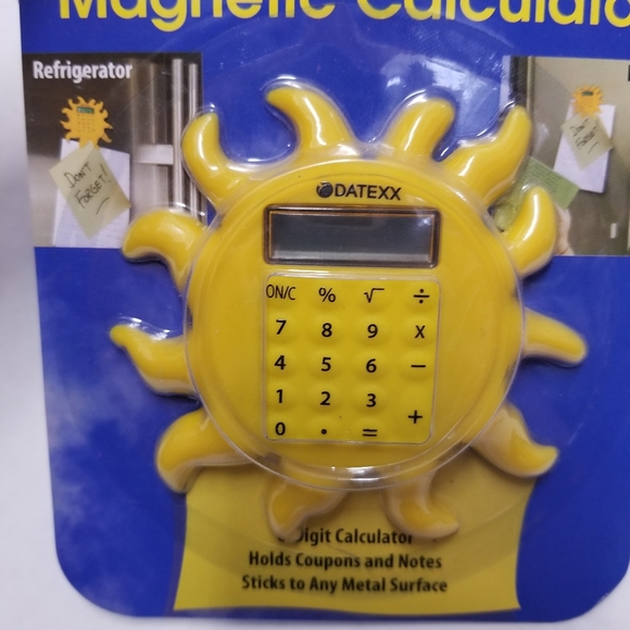 Datexx Y2K Vintage Rare Yellow Magnetic Rubber Sun Shaped Calculator 33267 New - Picture 5 of 9